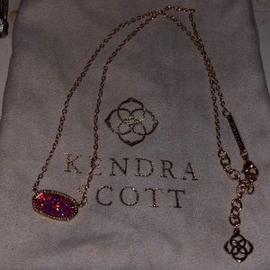 Kendra Scott Elisa Rose Gold Pink Glitter Necklace